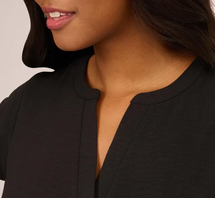Adrianna Papell Tops and Blouses Flutter Sleeve Top With Notched Neck In Black 8211 Women