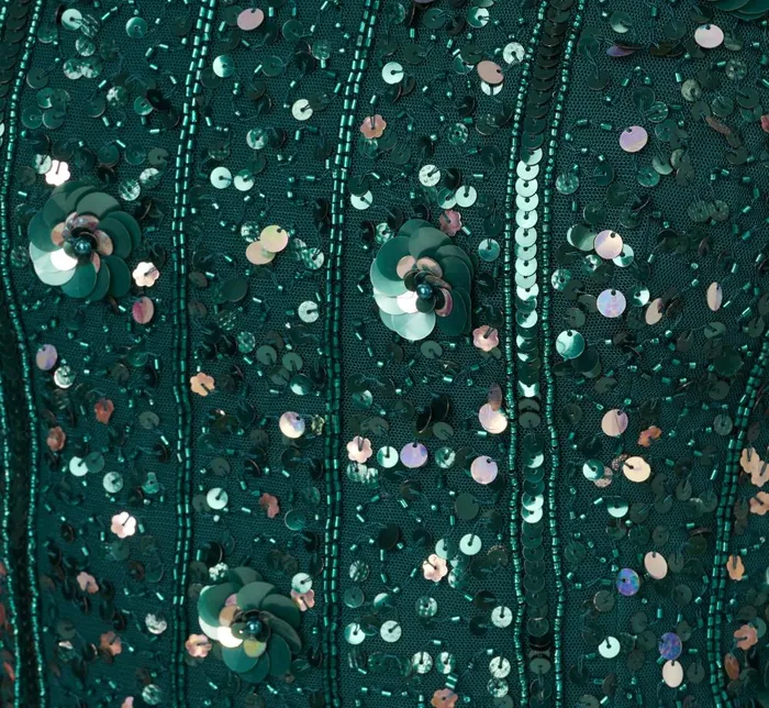 Adrianna Papell Wedding Guest Dresses Cap Sleeve Sequin Beaded Dress With Mock Neckline In Gem Green 8211 Women