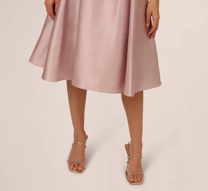 Adrianna Papell Wedding Guest Dresses Key Hole Mikado Cap Sleeve Midi Dress In Bellini 8211 Women