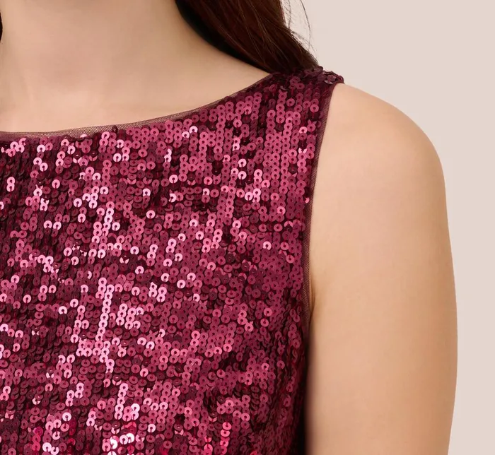 Adrianna Papell Wedding Guest Dresses Ombre Sequin Sleeveless Sheath Dress With VBack In Cassis 8211 Women