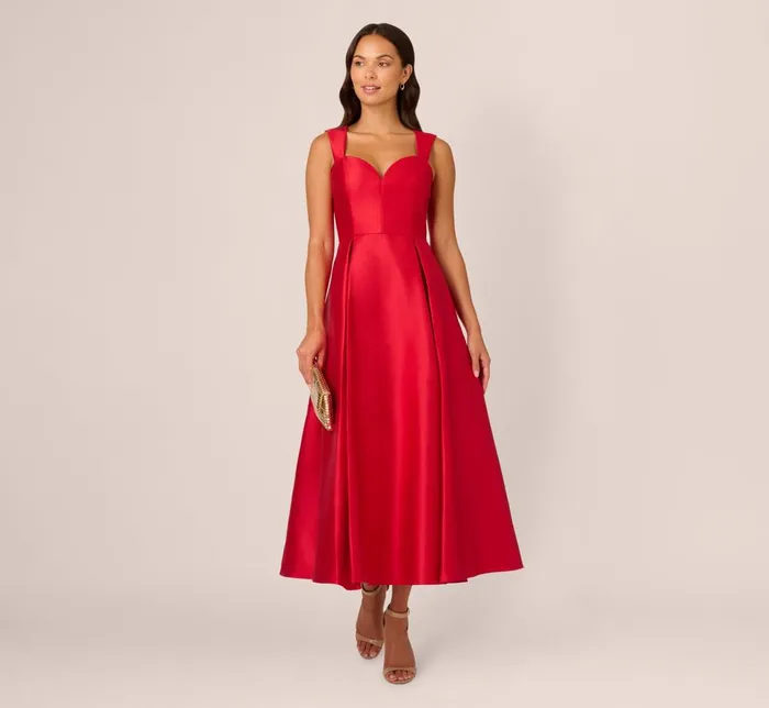 Adrianna Papell Wedding Guest Dresses Sweetheart Mikado Ankle Dress In Red 8211 Women