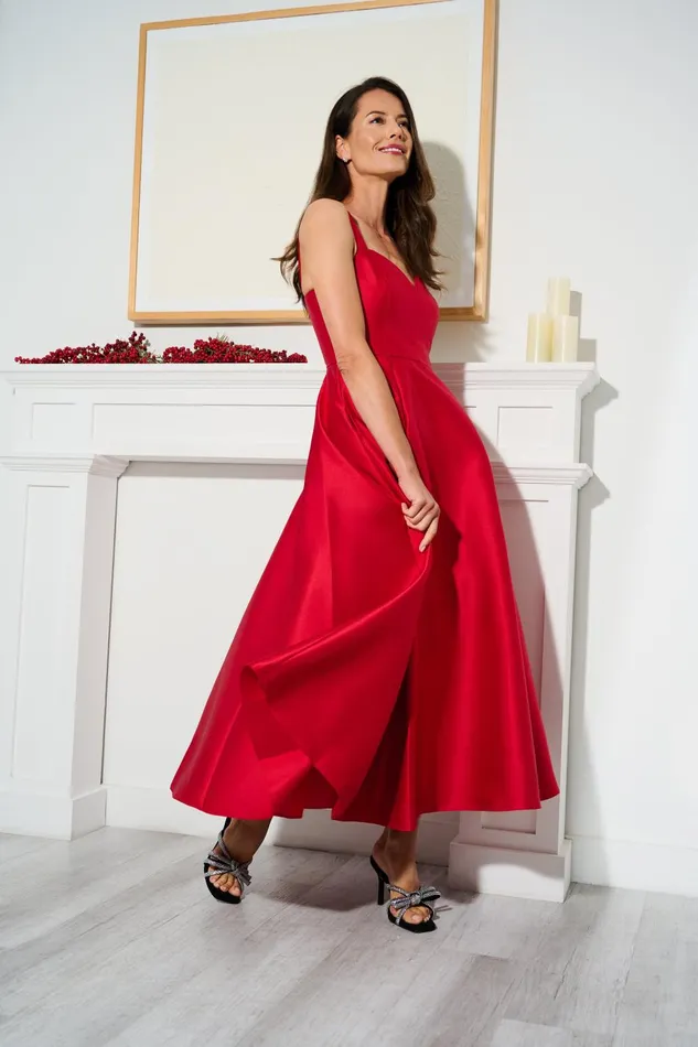 Adrianna Papell Wedding Guest Dresses Sweetheart Mikado Ankle Dress In Red 8211 Women