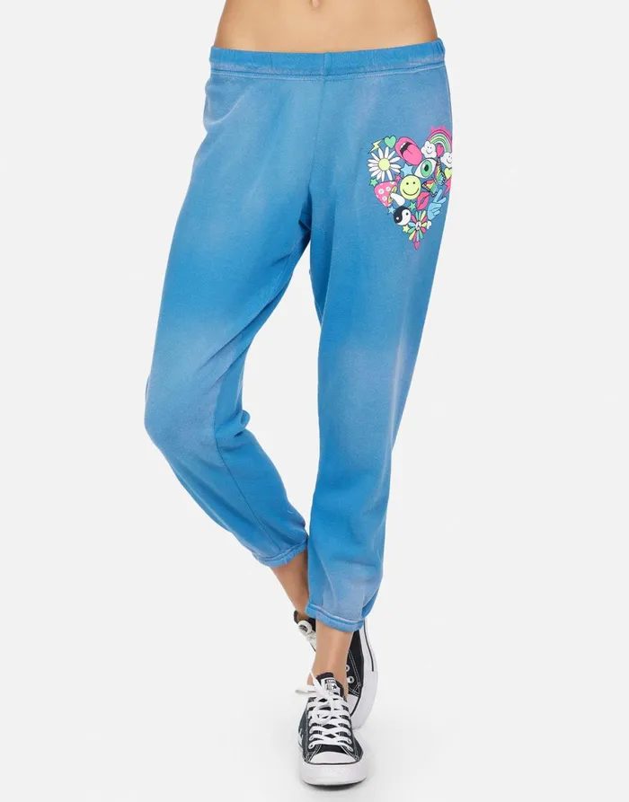 Alana Elements Heart Faded Riptide Women039s Lauren Moshi Crop Sweatpants