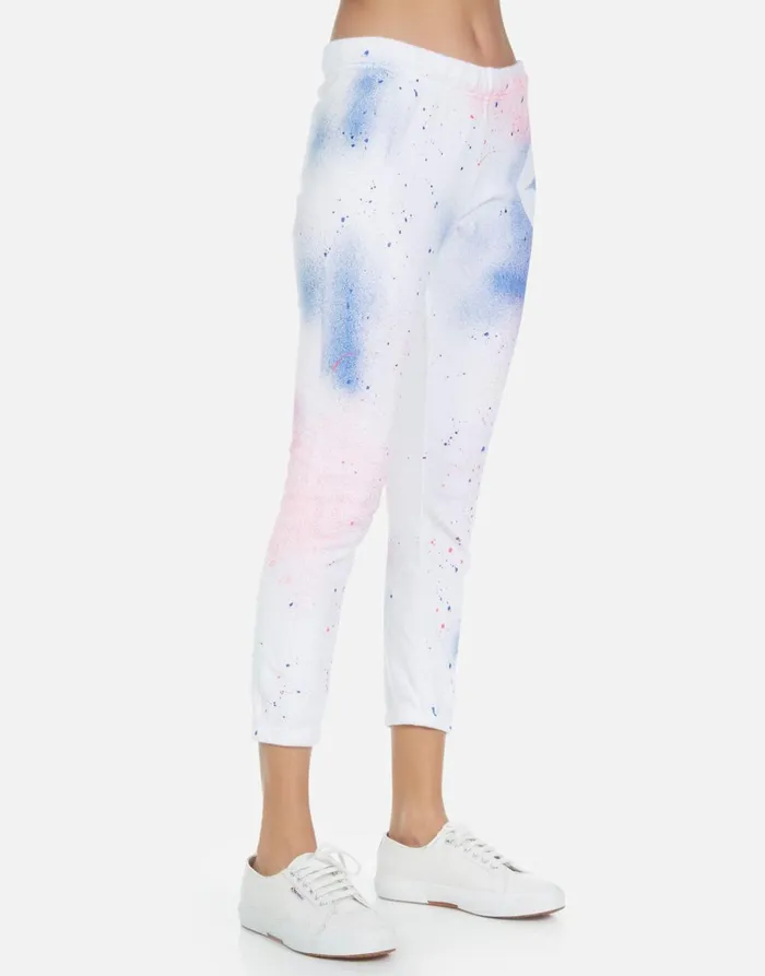 Alana Galaxy Lip White Galaxy Splatter Women039s Lauren Moshi Crop Sweatpants