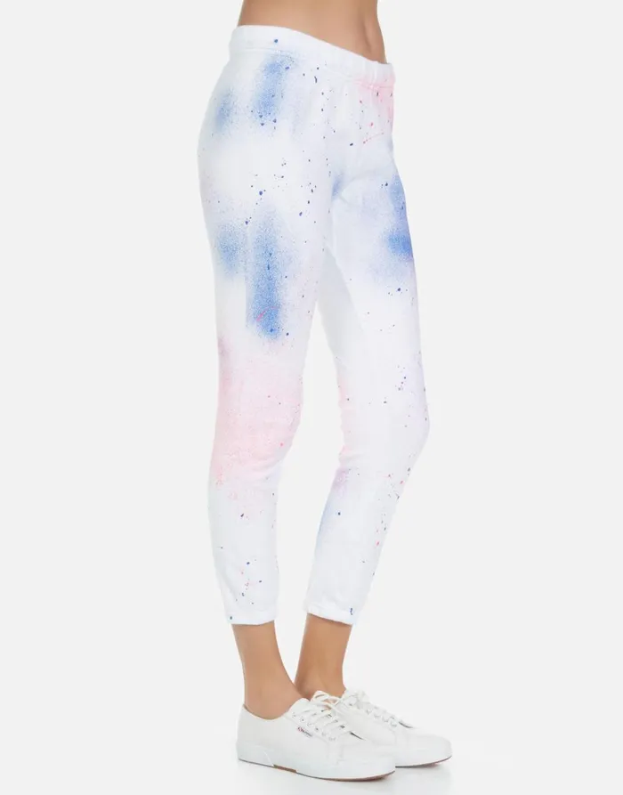 Alana Galaxy Lip White Galaxy Splatter Women039s Lauren Moshi Crop Sweatpants