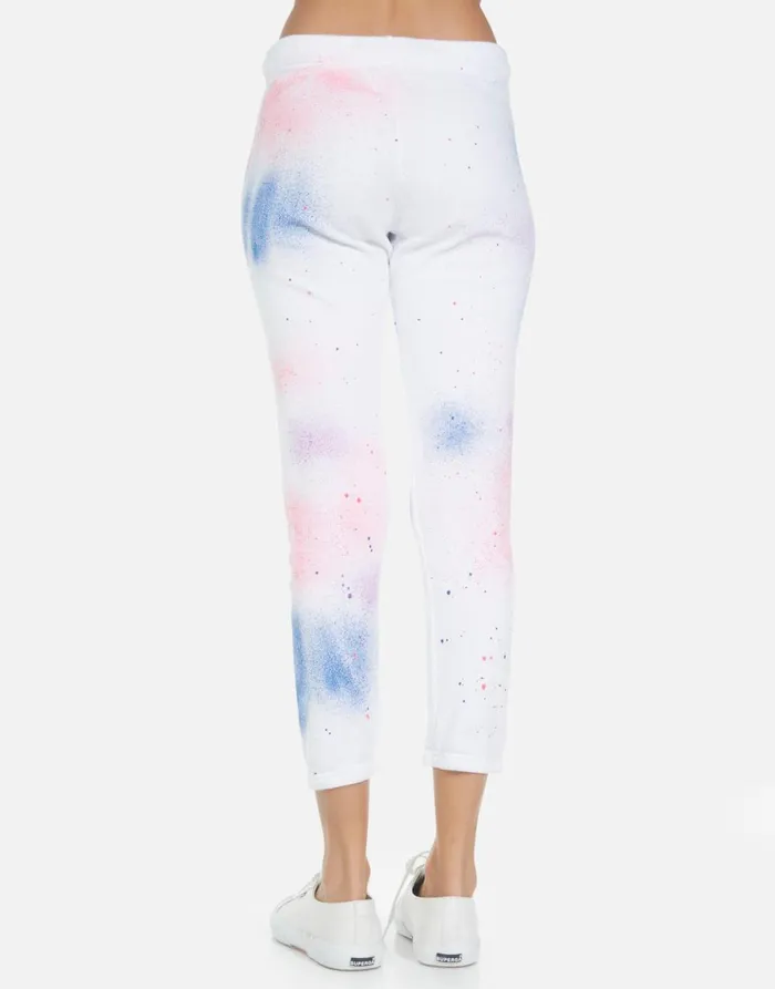 Alana Galaxy Lip White Galaxy Splatter Women039s Lauren Moshi Crop Sweatpants