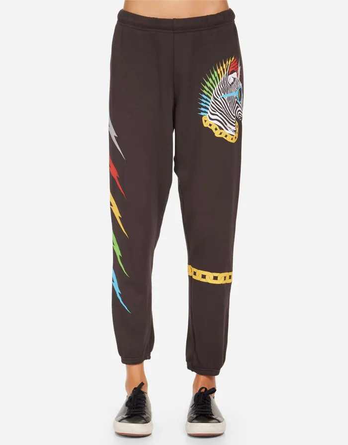 Alana Lightning Zebra Onyx Women039s Lauren Moshi Crop Sweatpants