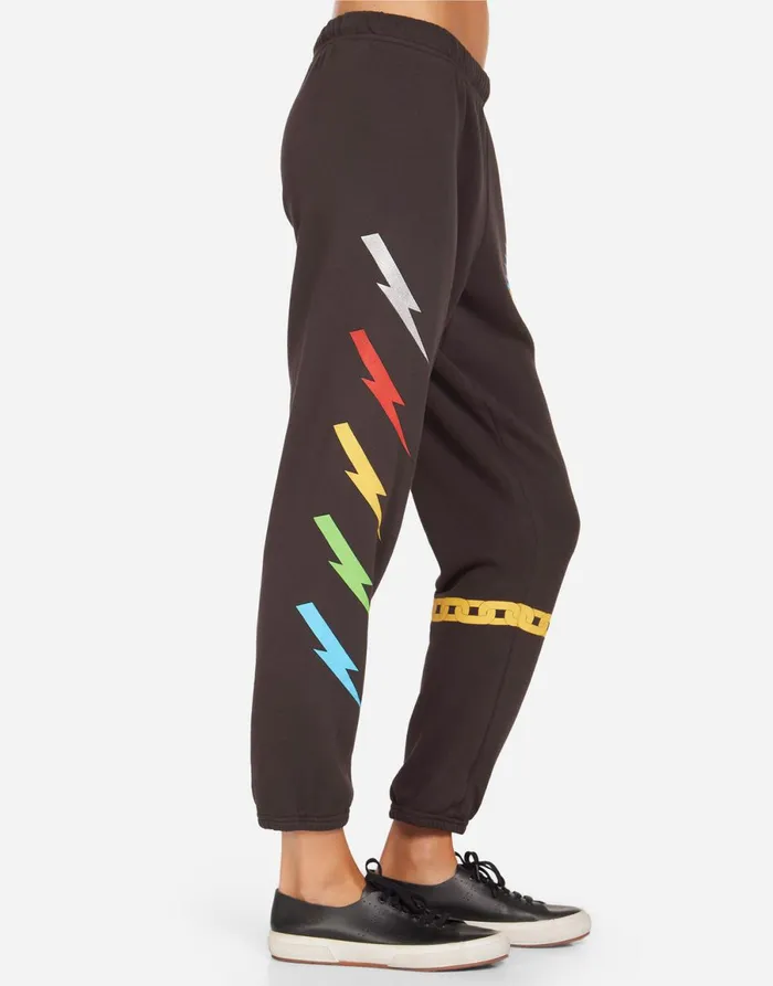 Alana Lightning Zebra Onyx Women039s Lauren Moshi Crop Sweatpants