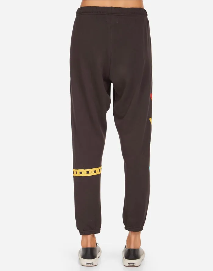 Alana Lightning Zebra Onyx Women039s Lauren Moshi Crop Sweatpants