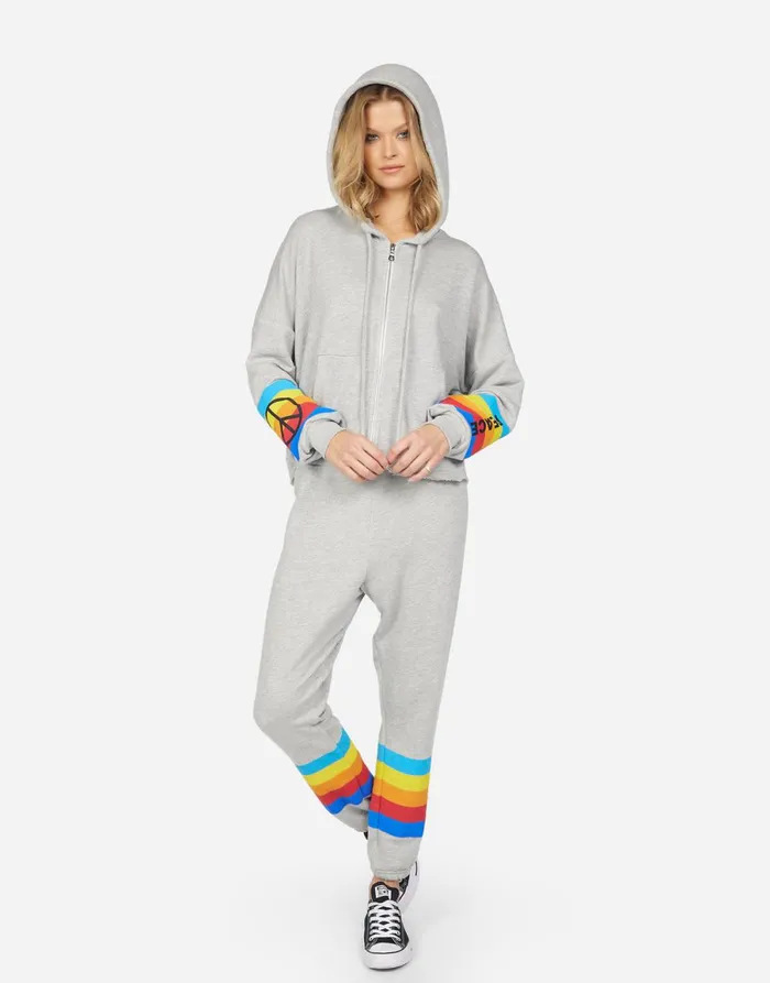 Alana Peace Rays Heather Grey Women039s Lauren Moshi Crop Sweatpants