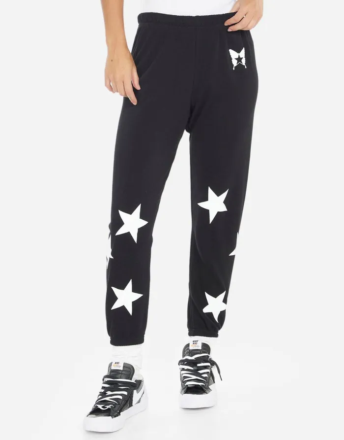 Alana Rock Star Butterfly Black Women039s Lauren Moshi Crop Sweatpants