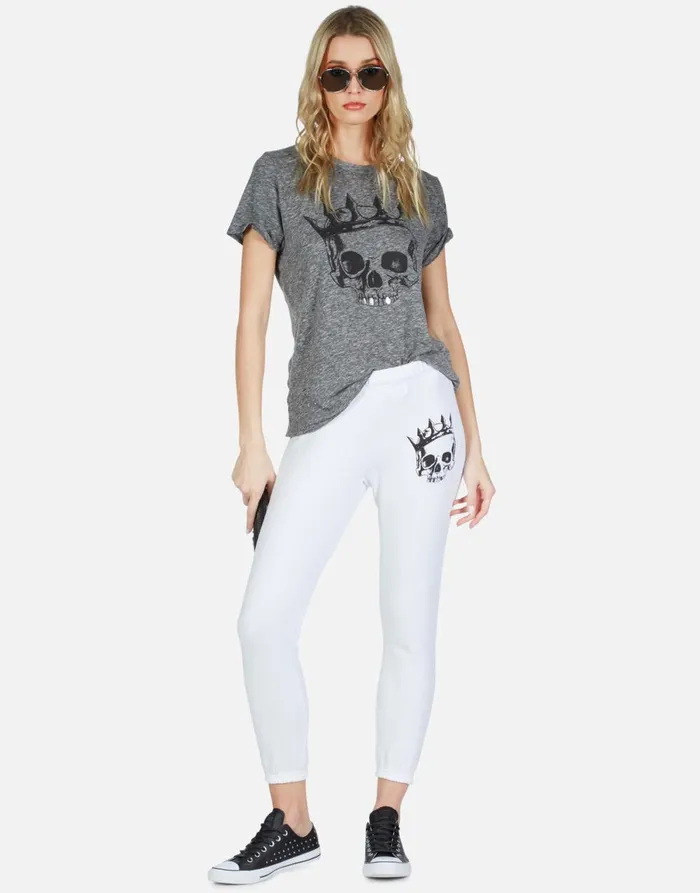 Alana Royal Skull White Women039s Lauren Moshi Crop Sweatpants