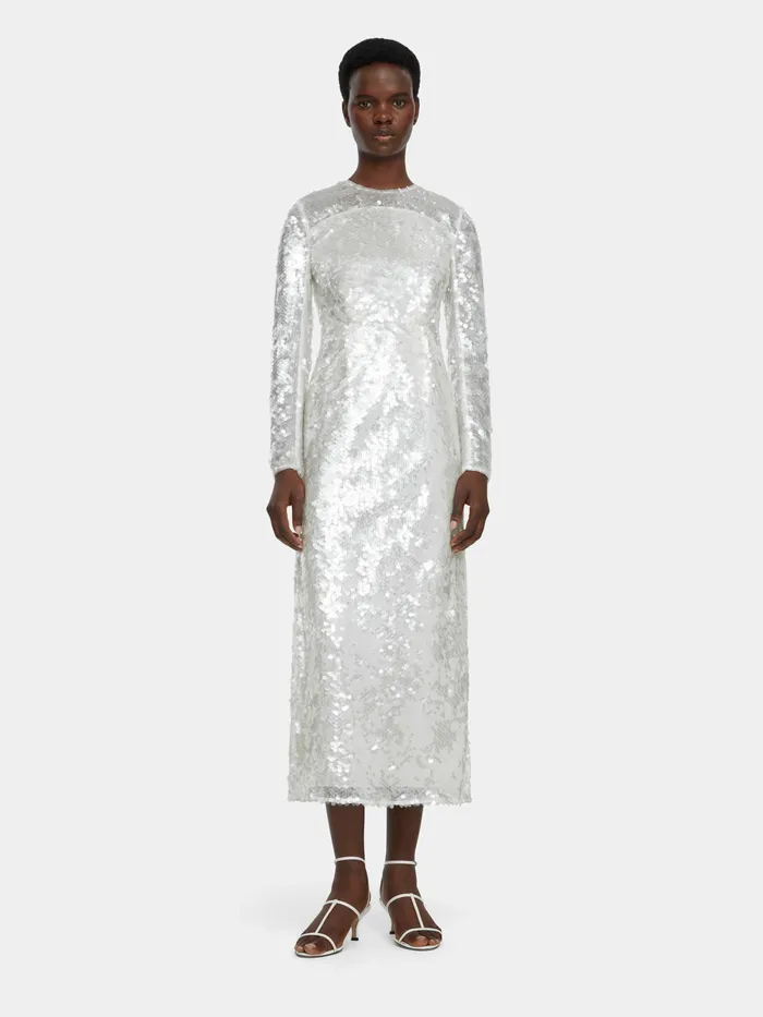 Amiria Clear White Sequin Long Sleeve Dress Dresses Emilia Wickstead Women