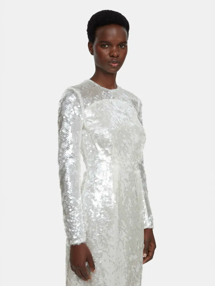 Amiria Clear White Sequin Long Sleeve Dress Dresses Emilia Wickstead Women
