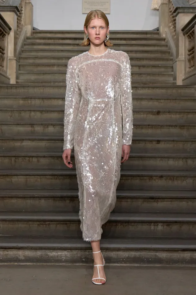 Amiria Clear White Sequin Long Sleeve Dress Dresses Emilia Wickstead Women