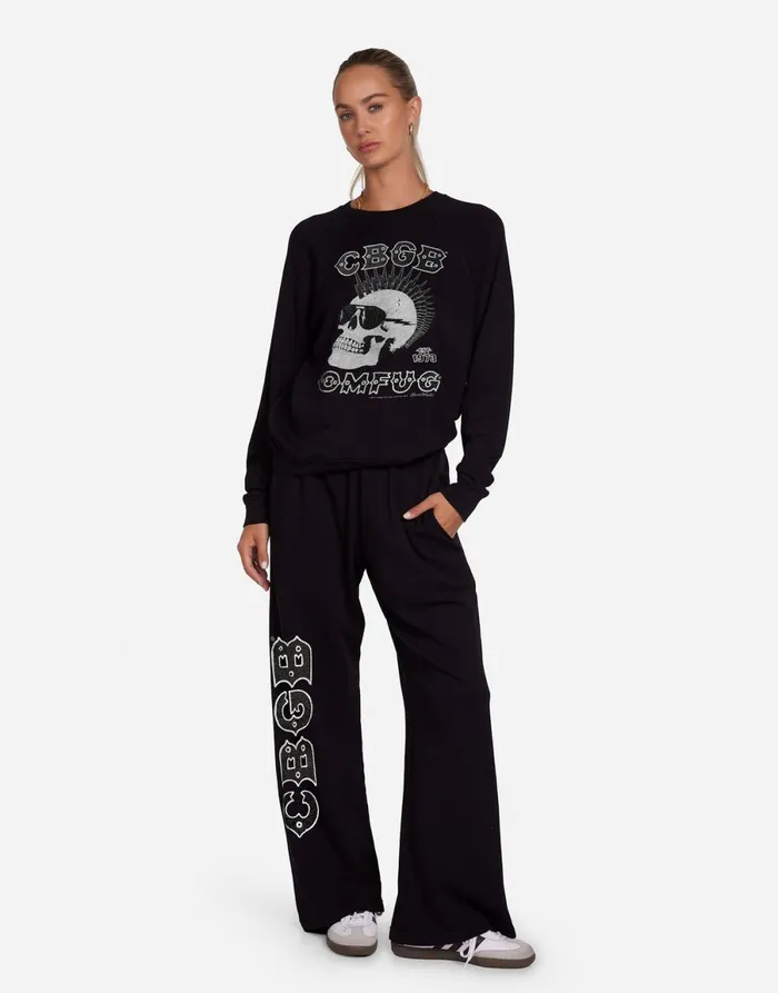 Anela Crystal CBGB Punk Skull Black Women039s Lauren Moshi Long Sleeve