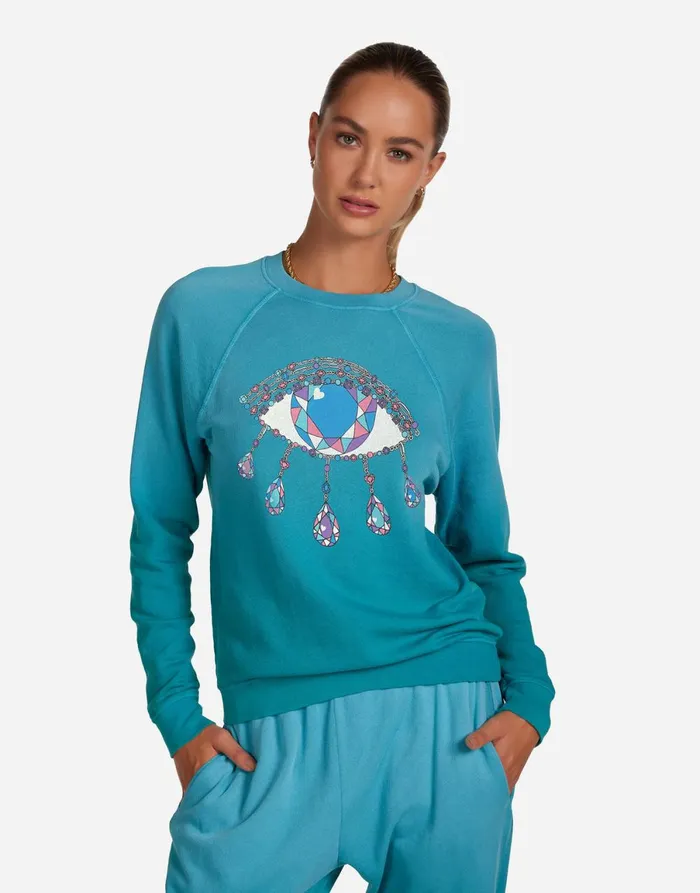 Anela Diamond Evil Eye Ultra Teal Ombre Women039s Lauren Moshi Long Sleeve