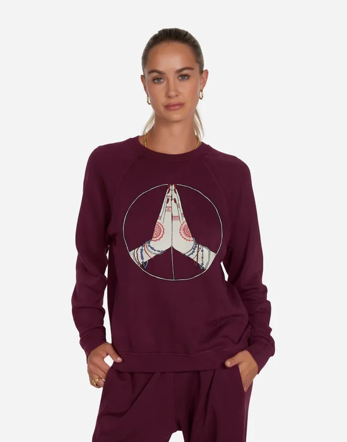 Anela Peace Love Serenity Berry Wine Women039s Lauren Moshi Long Sleeve