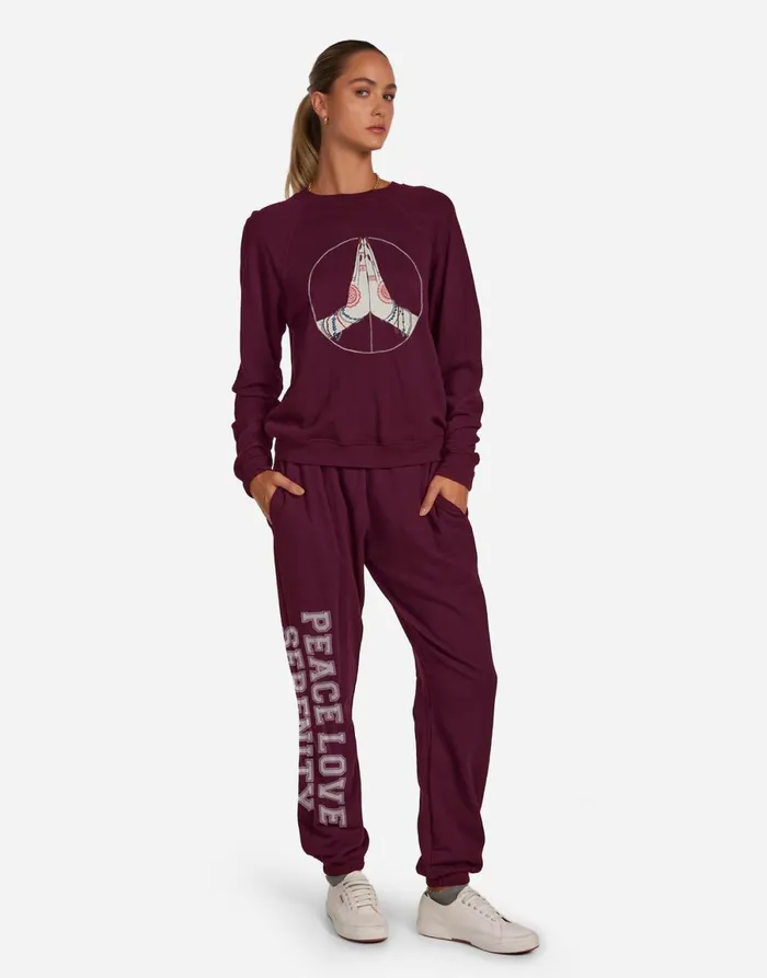 Anela Peace Love Serenity Berry Wine Women039s Lauren Moshi Long Sleeve