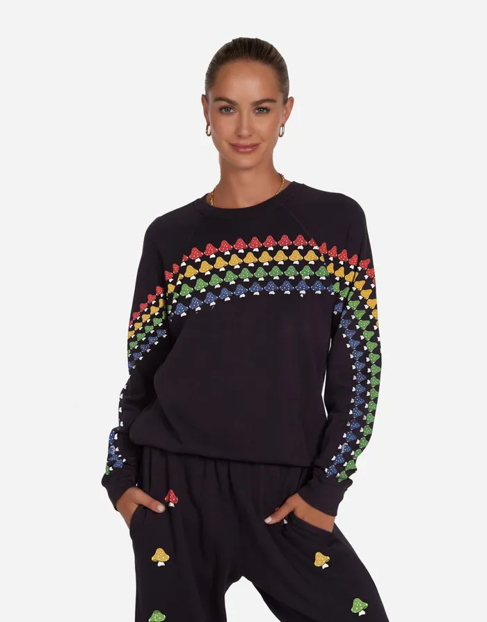 Anela Rainbow Mushrooms Onyx Women039s Lauren Moshi Long Sleeve
