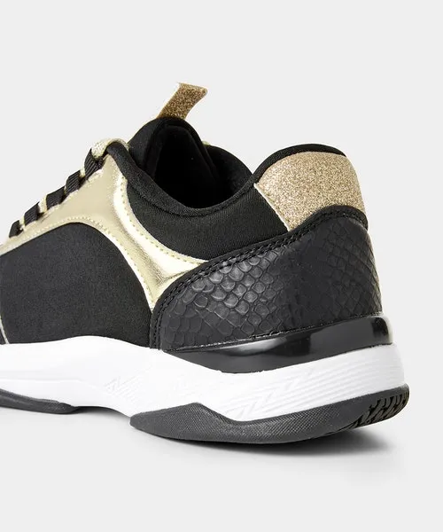 Apparel Black and Gold Chunky Trainers Multi Shoes Sandals and Boots Joebrowns