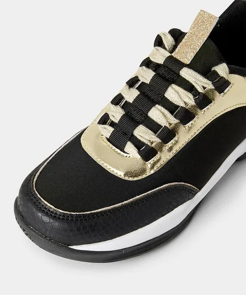 Apparel Black and Gold Chunky Trainers Multi Shoes Sandals and Boots Joebrowns