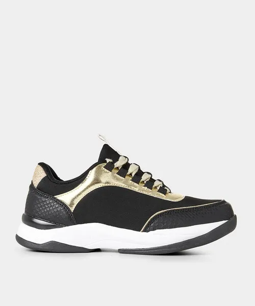 Apparel Black and Gold Chunky Trainers Multi Shoes Sandals and Boots Joebrowns