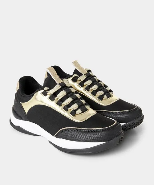 Apparel Black and Gold Chunky Trainers Multi Shoes Sandals and Boots Joebrowns