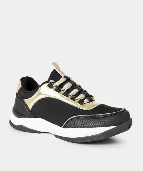 Apparel Black and Gold Chunky Trainers Multi Shoes Sandals and Boots Joebrowns