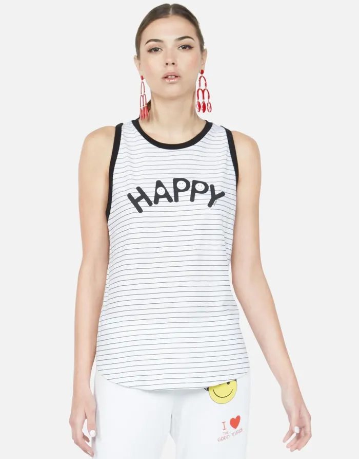 Aurelia Happy Black Stripe Black Women039s Lauren Moshi Tanks