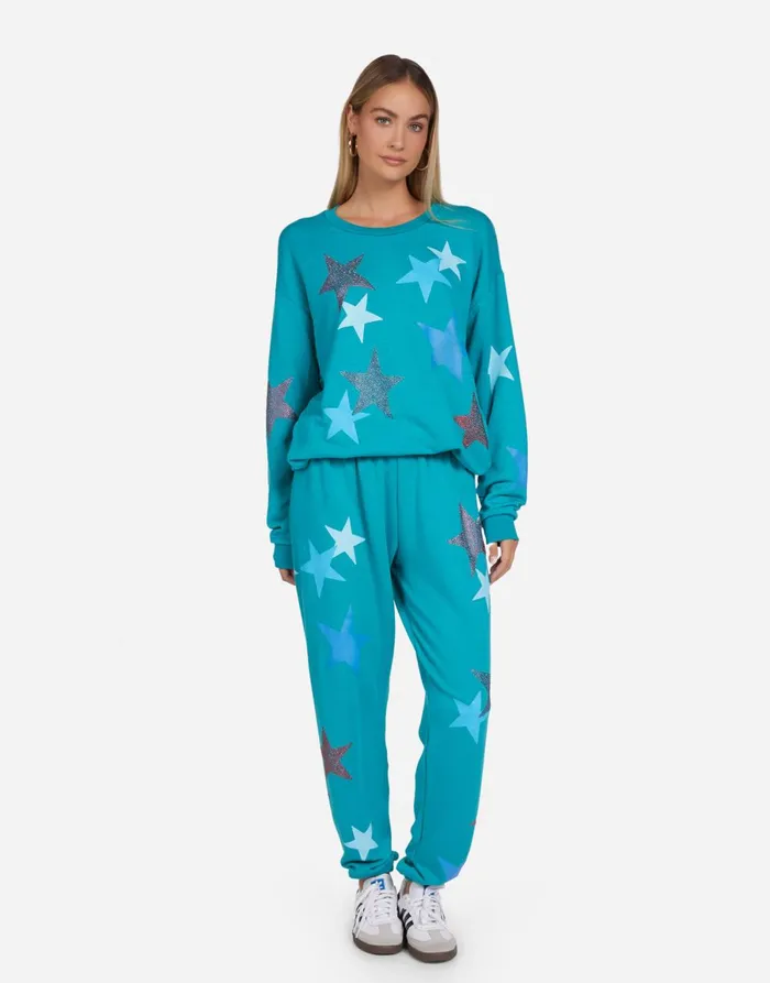 Babbs Color Crystal Multi Stars Teal Blue Women039s Lauren Moshi Long Sleeve