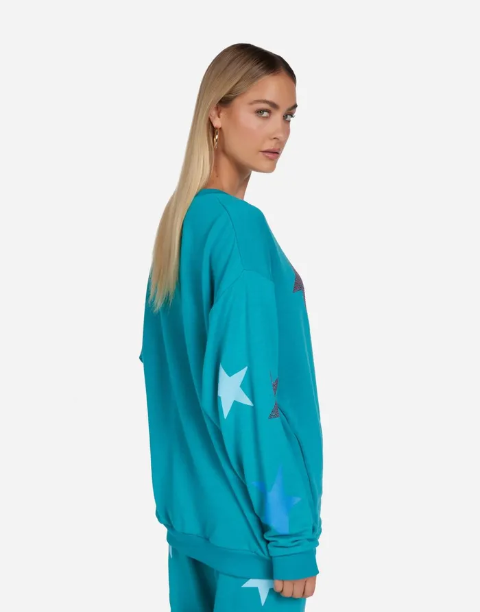 Babbs Color Crystal Multi Stars Teal Blue Women039s Lauren Moshi Long Sleeve