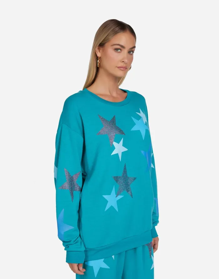 Babbs Color Crystal Multi Stars Teal Blue Women039s Lauren Moshi Long Sleeve