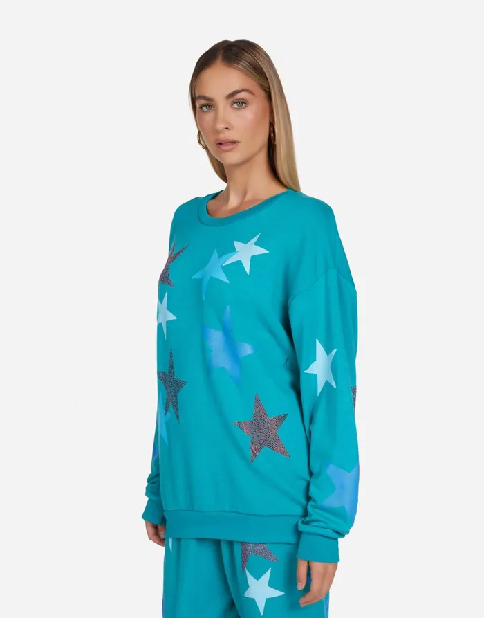 Babbs Color Crystal Multi Stars Teal Blue Women039s Lauren Moshi Long Sleeve