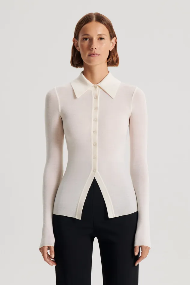 BABYWOOL CARDIGAN IVORY Tops Scanlan Theodore Women BABYWOOL CARDIGAN IVORY Tops Scanlan Theodore Women