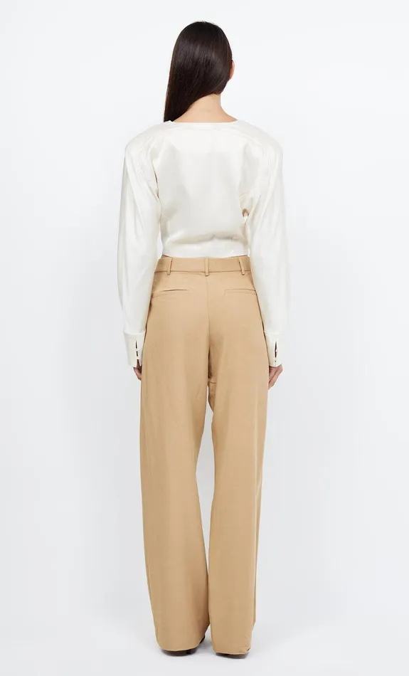Bec Bridge Cropped Women KAIA WRAP LONG SLEEVE BLOUSE 8211 IVORY