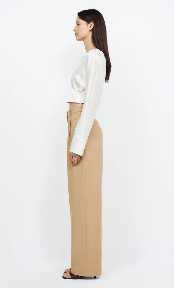 Bec Bridge Cropped Women KAIA WRAP LONG SLEEVE BLOUSE 8211 IVORY