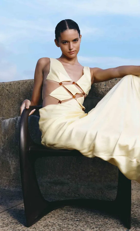 Bec Bridge Maxi Dresses Women AGATHE DIAMOND DRESS 8211 BUTTER YELLOW