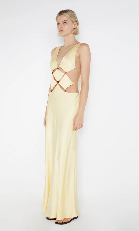 Bec Bridge Maxi Dresses Women AGATHE DIAMOND DRESS 8211 BUTTER YELLOW