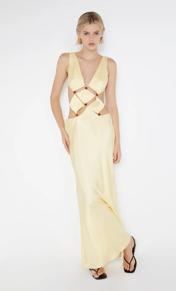 Bec Bridge Maxi Dresses Women AGATHE DIAMOND DRESS 8211 BUTTER YELLOW