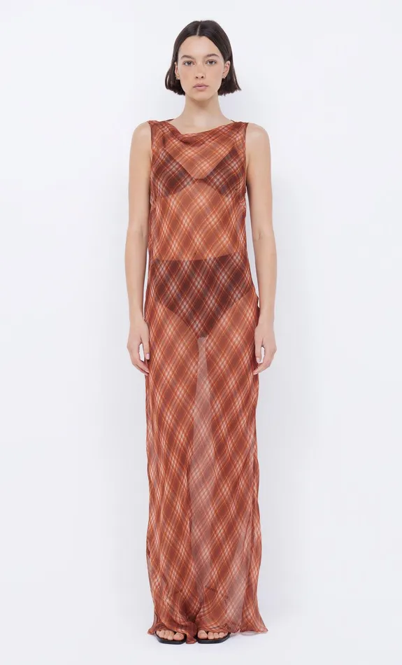 Bec Bridge Maxi Dresses Women DEVI BOATNECK DRESS 8211 DESERT CHECK