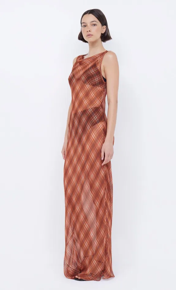 Bec Bridge Maxi Dresses Women DEVI BOATNECK DRESS 8211 DESERT CHECK
