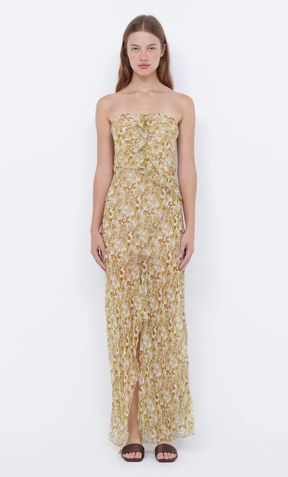 Bec Bridge Maxi Dresses Women OPAL STRAPLESS MAXI DRESS 8211 GOLDEN BLURRED FLORAL