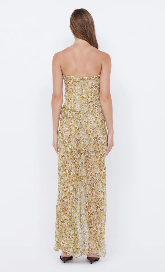 Bec Bridge Maxi Dresses Women OPAL STRAPLESS MAXI DRESS 8211 GOLDEN BLURRED FLORAL