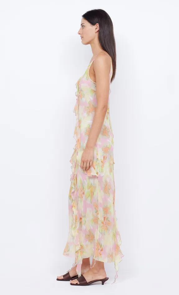 Bec Bridge Wedding Guest Women COURTNEY FRILL MAXI DRESS 8211 PINK BLOSSOM