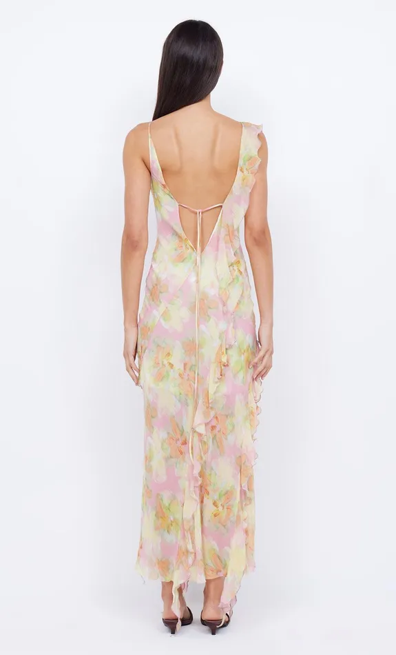Bec Bridge Wedding Guest Women COURTNEY FRILL MAXI DRESS 8211 PINK BLOSSOM