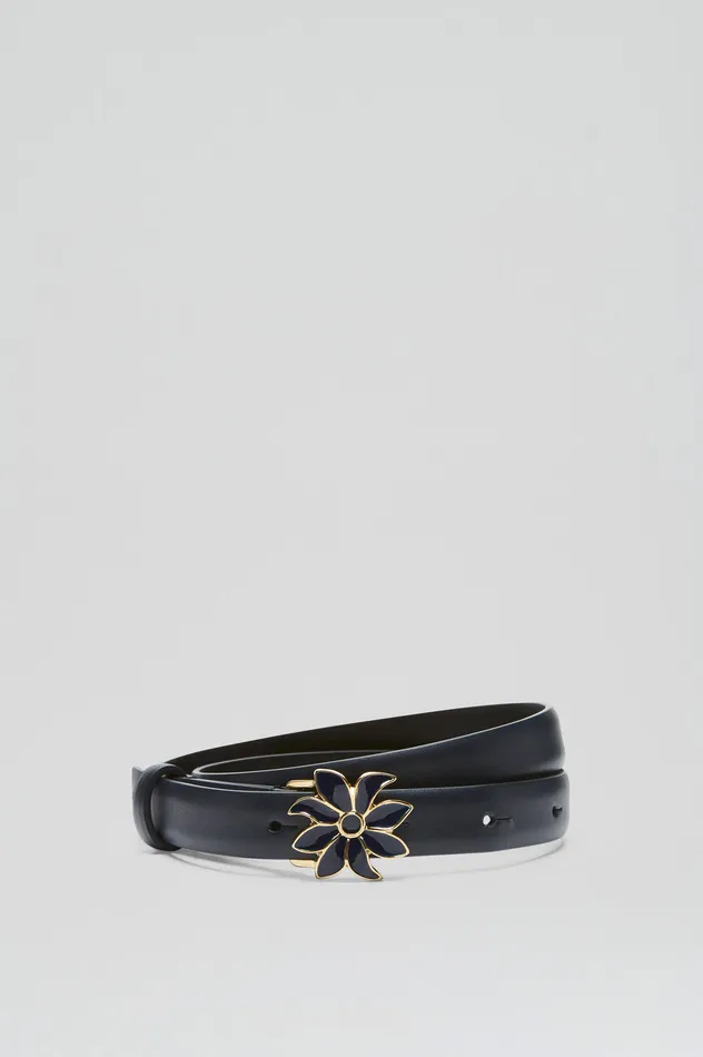 Belts Women Scanlan Theodore FLOWER BUCKLE BELT 2 NAVY
