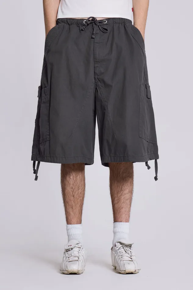 Bestsellers Shop Vintage Grey Parachute Cargo Shorts Jaded London Men