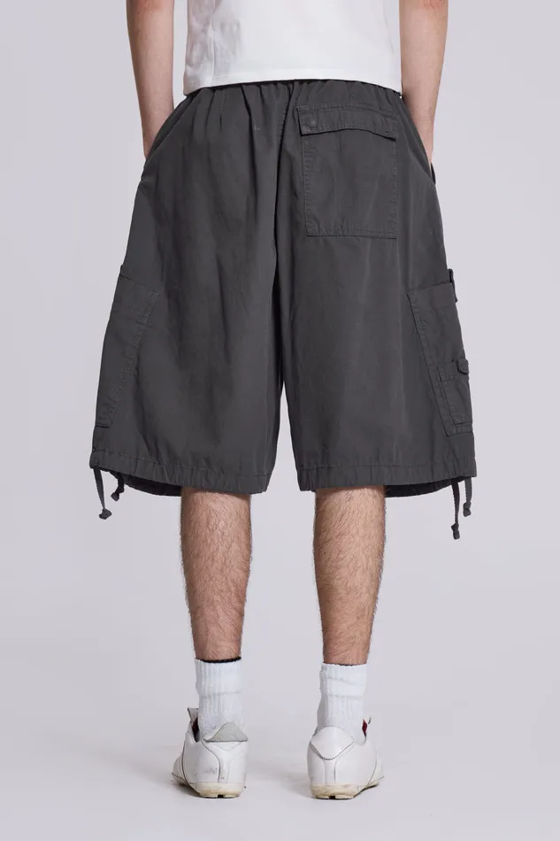 Bestsellers Shop Vintage Grey Parachute Cargo Shorts Jaded London Men