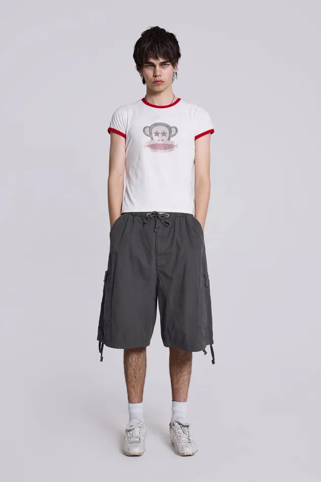 Bestsellers Shop Vintage Grey Parachute Cargo Shorts Jaded London Men